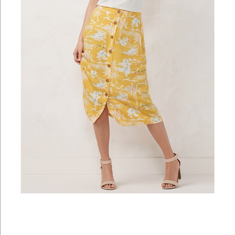 LC LAUREN CONRAD yellow midi skirt
